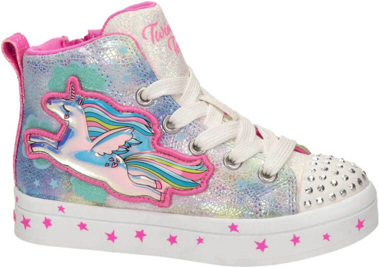 Skechers Twinkle Toes hoge sneakers met lichtjes roze multi Meisjes Textiel 32