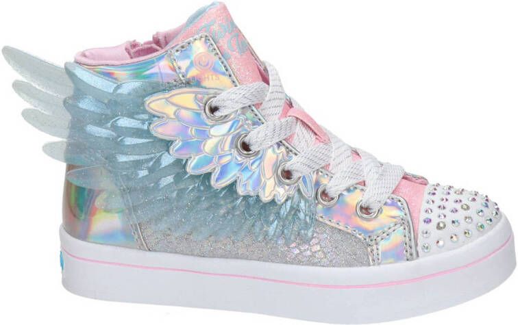 kader voetstappen uitglijden Skechers Twinkle Toes hoge sneakers met lichtjes zilver - Schoenen.nl