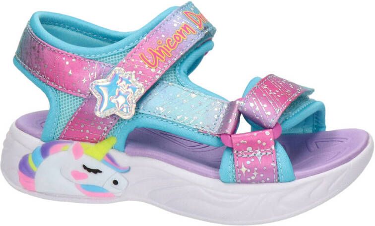 Skechers Unicorn Dreams sandalen blauw roze Meisjes Textiel Dierenprint 25