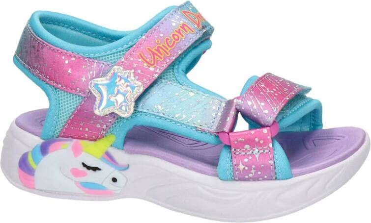 Skechers Unicorn Dreams sandalen blauw roze Meisjes Textiel Dierenprint 26