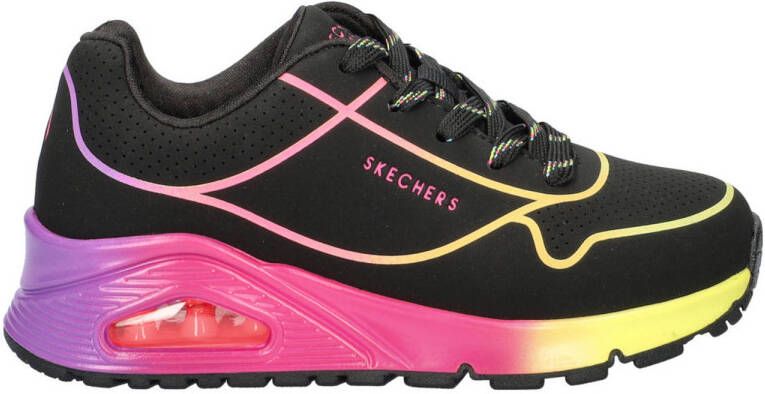 Skechers Uno Gen 1 sneakers zwart multi Meisjes Imitatieleer Meerkleurig 34
