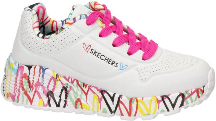 Skechers Uno Light sneakers wit multi Imitatieleer Hartjes 32