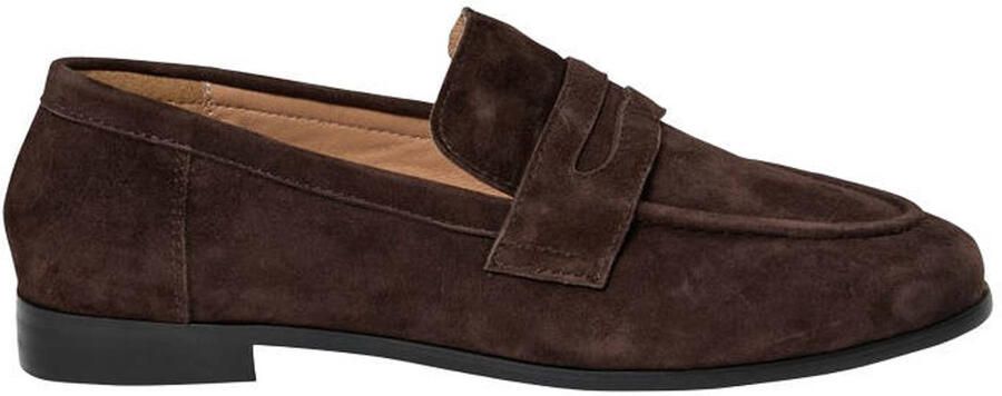 Sofie Schnoor Agathews suède loafers met blokhak donkerbruin