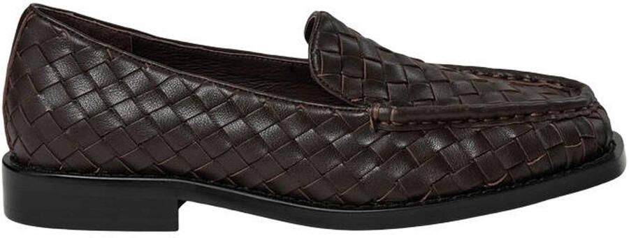 Sofie Schnoor Kammiesw leren loafers met blokhak donkerbruin
