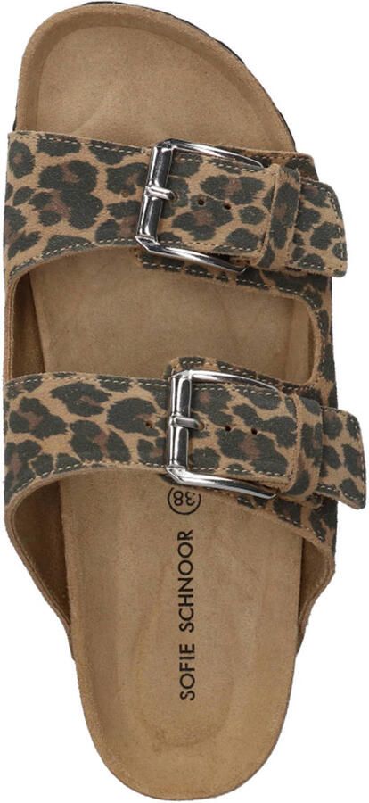 Sofie Schnoor leren slippers met panterprint bruin - Foto 2