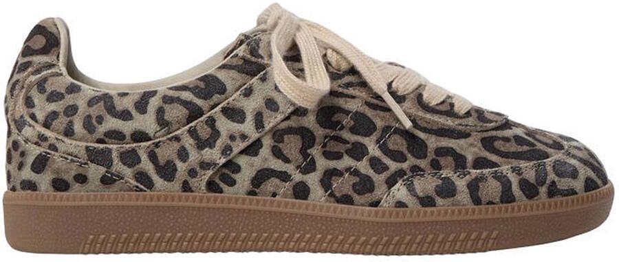 Sofie Schnoor Stellasw suède sneakers met panterprint lichtbruin