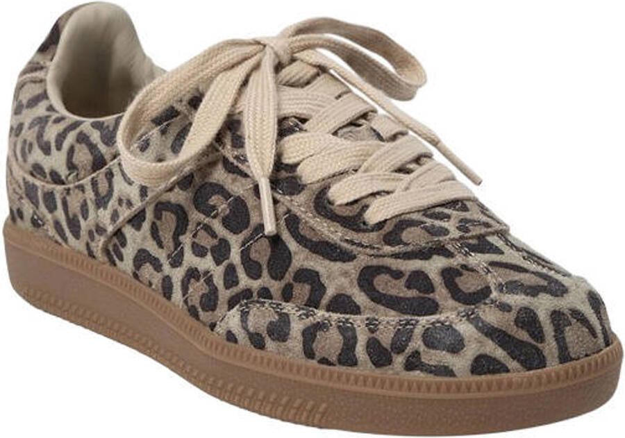 Sofie Schnoor Stellasw suède sneakers met panterprint lichtbruin - Foto 2