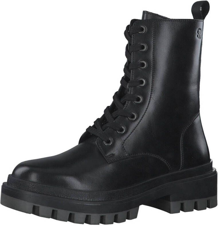 S.Oliver leren veterboots zwart
