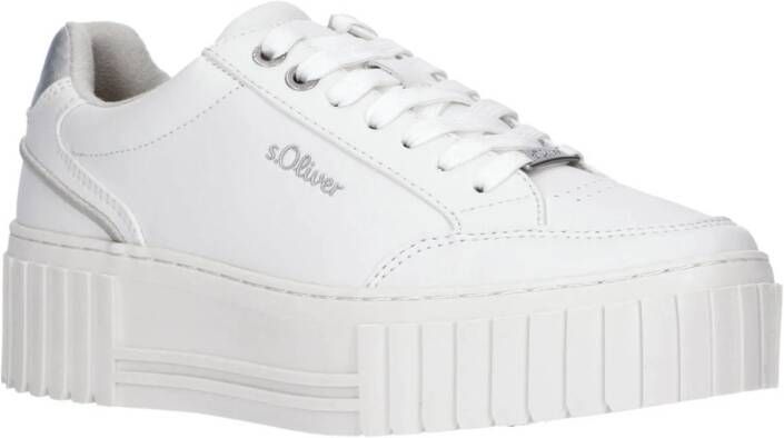 S.Oliver dames sneakers met plateauzolen wit Uitneembare zool