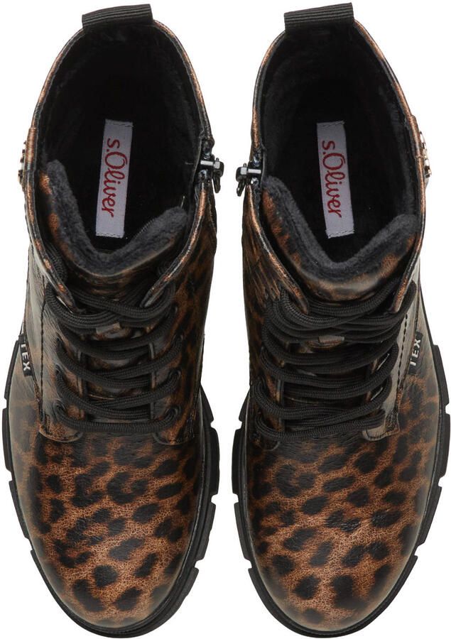 S.Oliver enkelboots met profielzool en panterprint bruin zwart - Foto 3