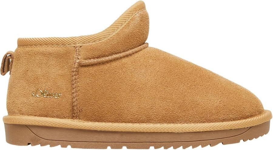 S.Oliver suède enkelboots met profielzool cognac
