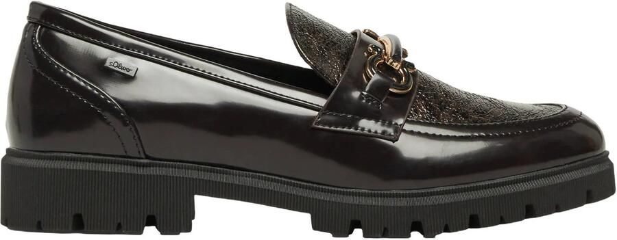 S.Oliver Women Shoes chunky lakleren loafers met panterprint bruin