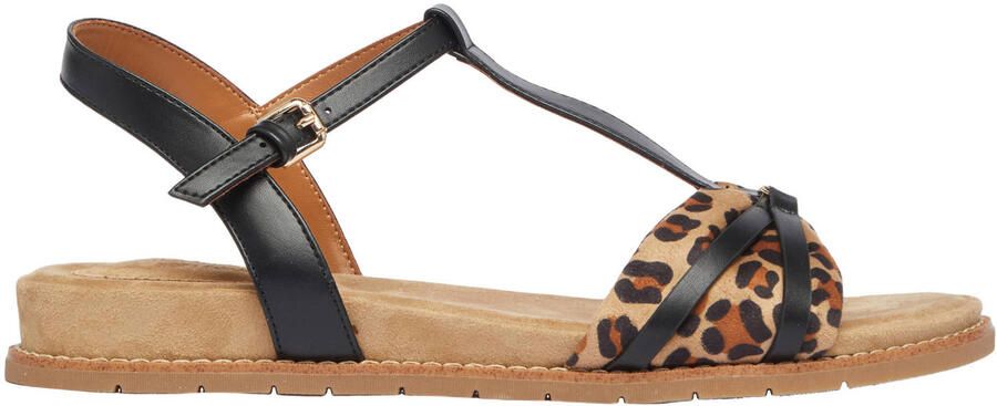 S.Oliver Women Shoes imitatieleren sandalen met panterprint zwart beige