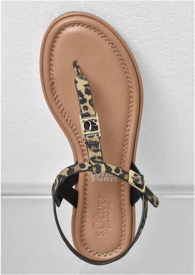 S.Oliver Women Shoes leren sandalen met panterprint beige zwart - Foto 3
