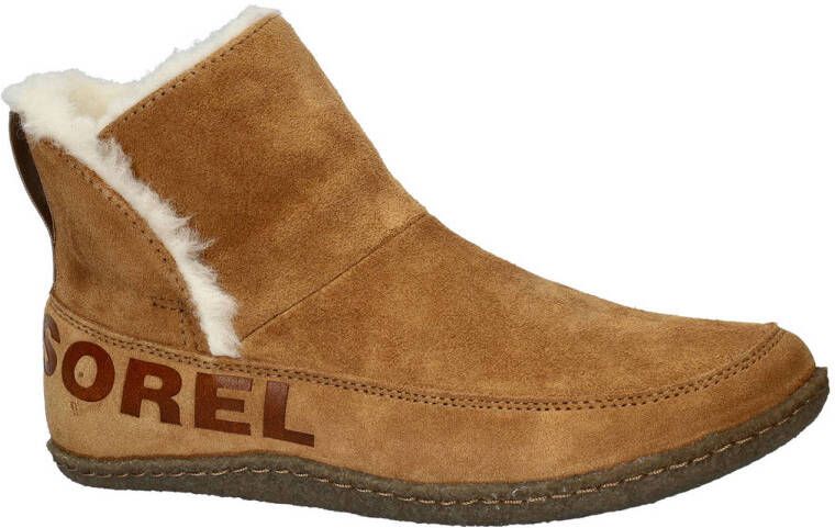 Sorel gevoerde suède enkelboots cognac