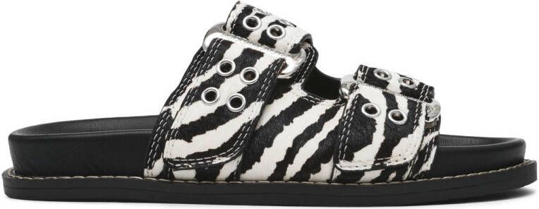 Steve Madden Agent slippers met zebraprint zwart wit