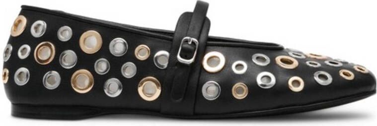 Steve Madden ballerina's met eyelets zwart zilver goud