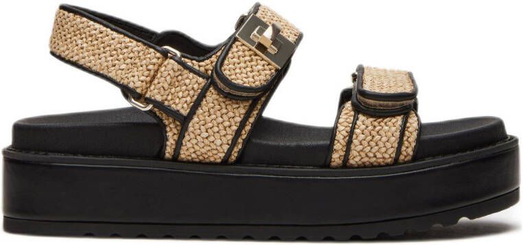 Steve Madden Bigmona raffia sandalen beige zwart