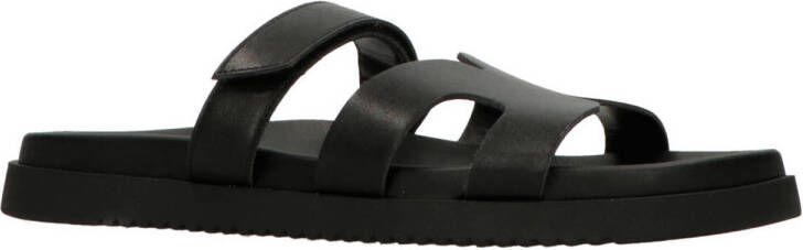 Steve Madden Missile leren slippers zwart