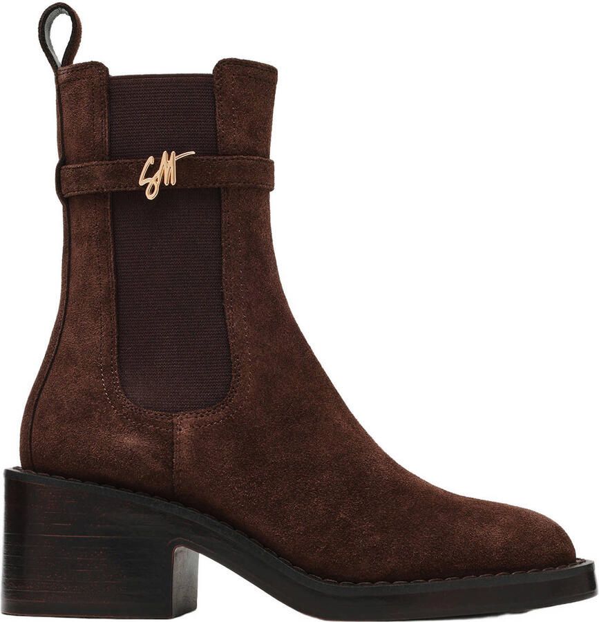 Steve Madden Charity-SM leren chelsea boots met blokhak bruin