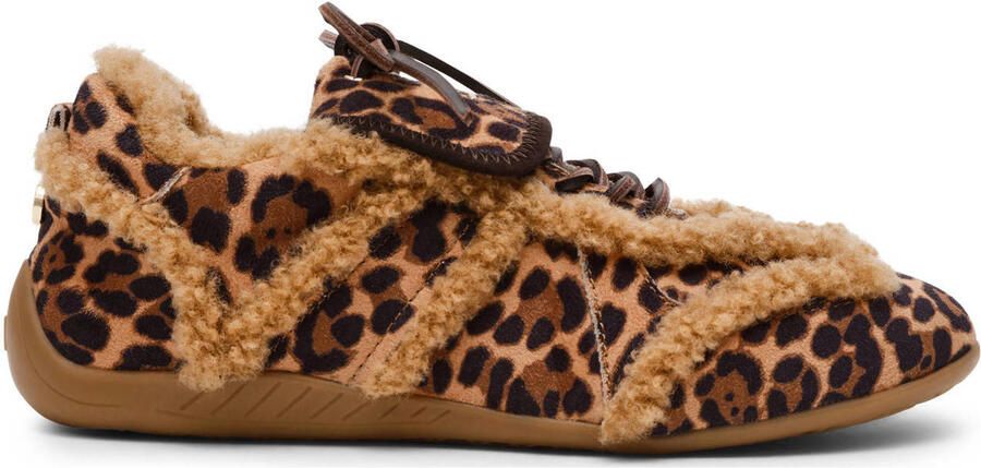 Steve Madden Freezone suède sneakers met panterprint cognac zwart