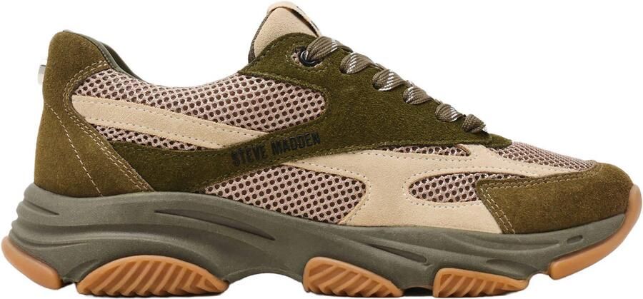 Steve Madden Front Row chunky sneakers olijfgroen