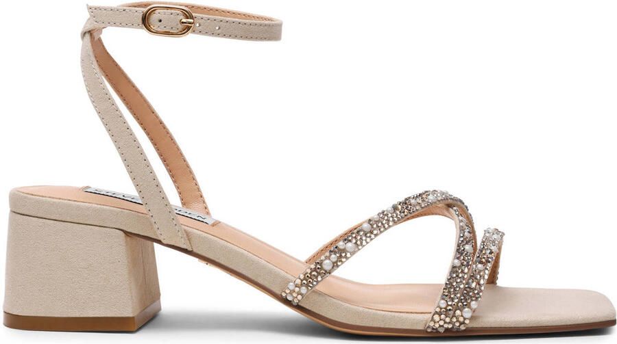 Steve Madden Gabby-P sandalettes met strass en pareltjes beige
