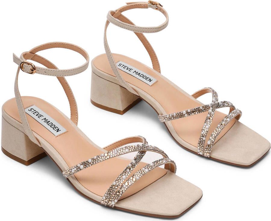 Steve Madden Gabby-P sandalettes met strass en pareltjes beige - Foto 3