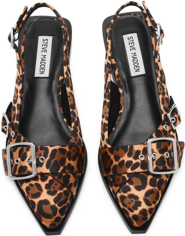 Steve Madden Grezly slingback loafers met panterprint cognac