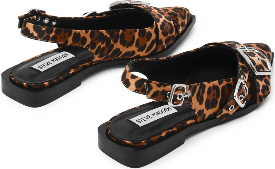 Steve Madden Grezly slingback loafers met panterprint cognac - Foto 2