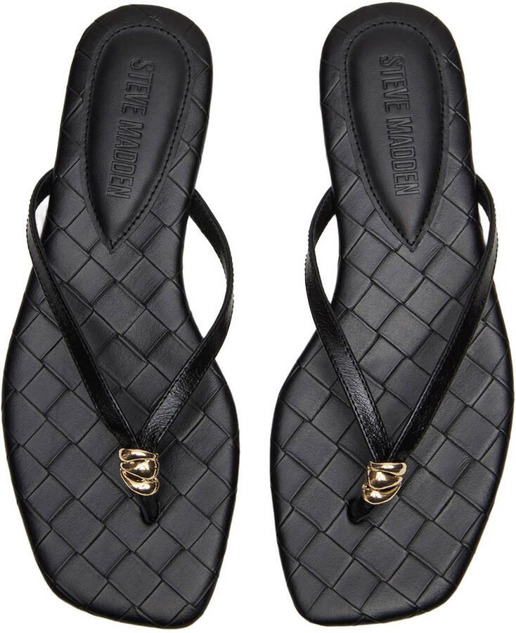 Steve Madden Maliyah leren teenslippers zwart - Foto 8