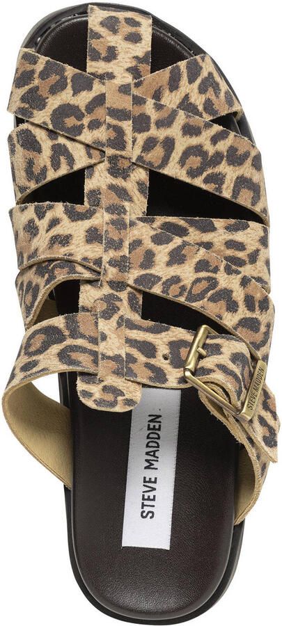 Steve Madden Mamba suède clogs met panterprint beige zwart - Foto 3