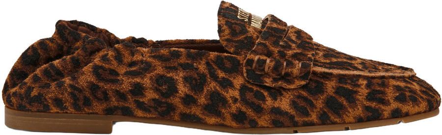 Steve Madden Newbury-A suède loafers met panterprint cognac zwart