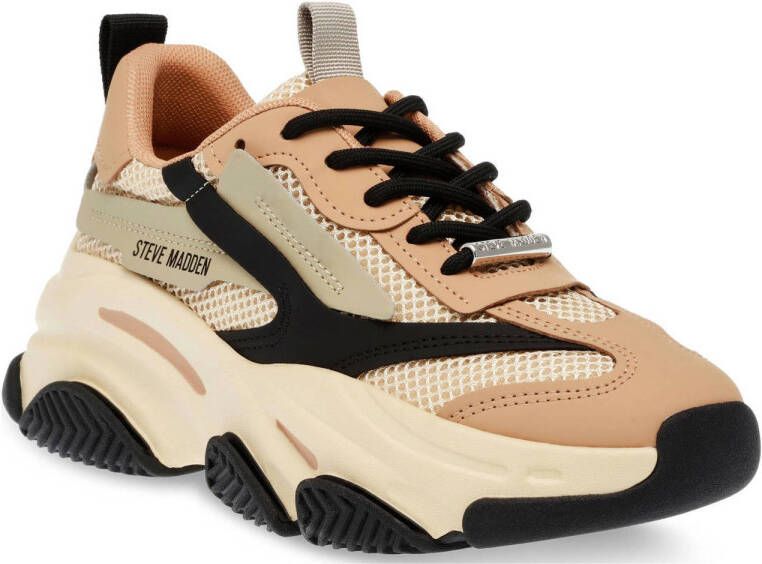 STEVE MADDEN Possession-E Khaki Black Beige Kunststof Lage sneakers Dames - Foto 2