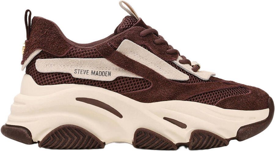 Steve Madden Possession-E chunky suède sneakers bruin ecru