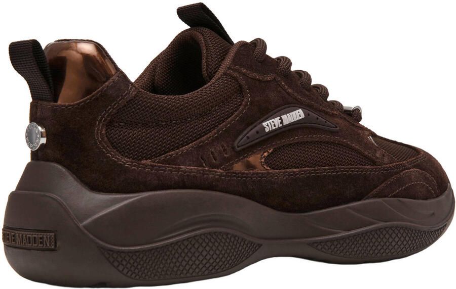 Steve Madden Premio-E chunky leren sneakers donkerbruin - Foto 3