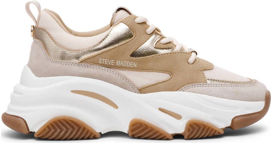 Steve Madden Progressive chunky leren sneakers beige goud