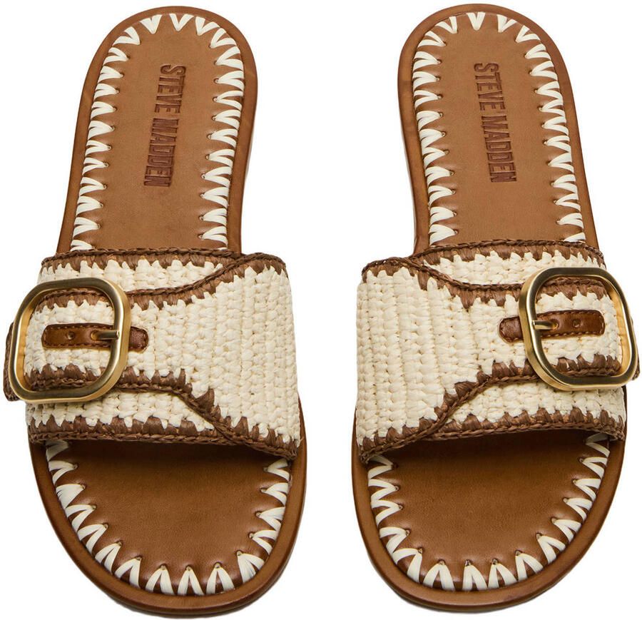 Steve Madden Seabreeze slippers met siergesp ecru bruin - Foto 2