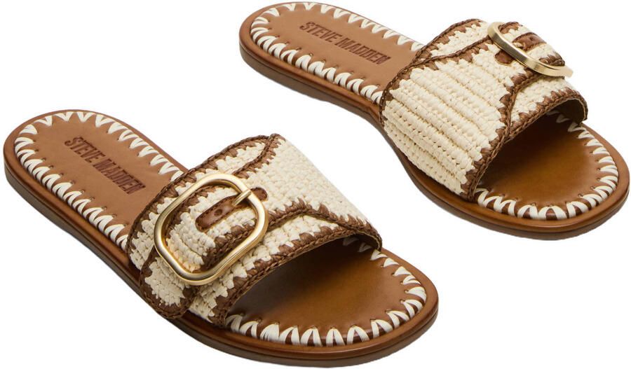 Steve Madden Seabreeze slippers met siergesp ecru bruin - Foto 3