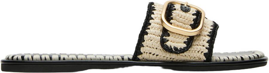 Steve Madden Seabreeze slippers met siergesp ecru zwart