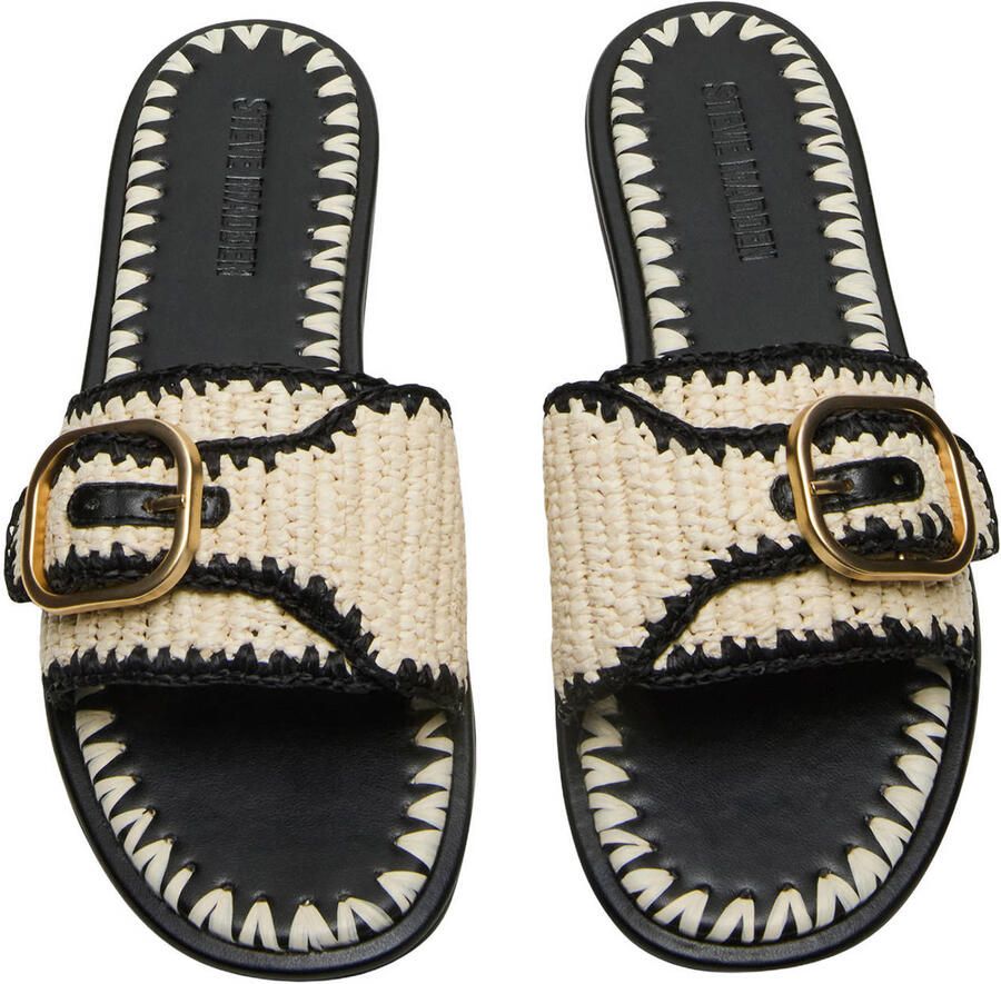 Steve Madden Seabreeze slippers met siergesp ecru zwart - Foto 2