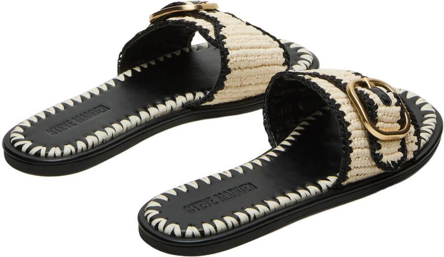 Steve Madden Seabreeze slippers met siergesp ecru zwart - Foto 3
