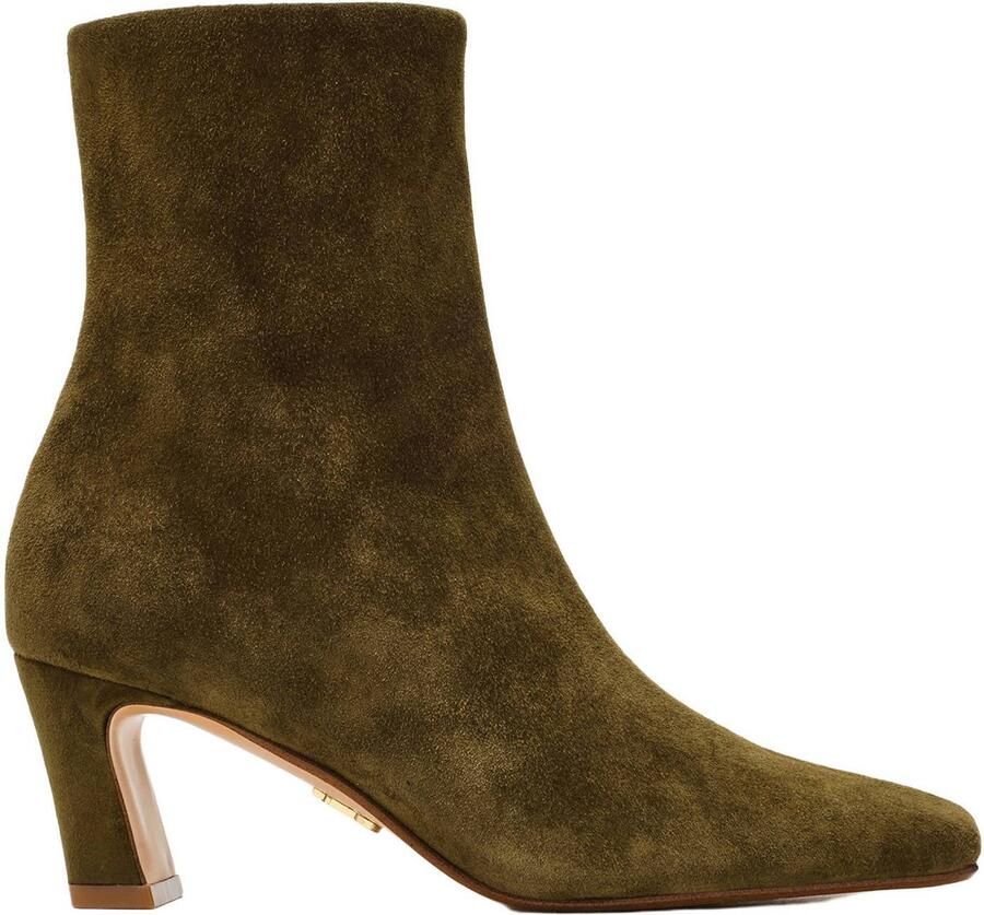 Steve Madden suède enkellaarzen met hak en panterprint olijfgroen