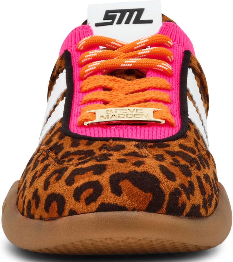 Steve Madden suède sneakers met panterprint cognac roze - Foto 2
