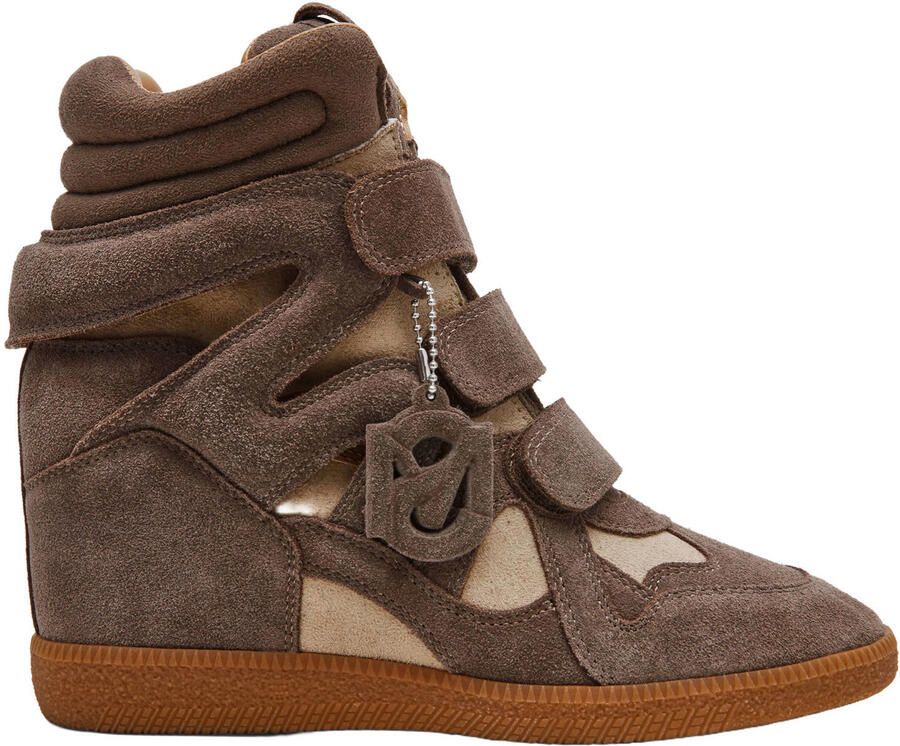Steve Madden suède sneakers met sleehak taupe