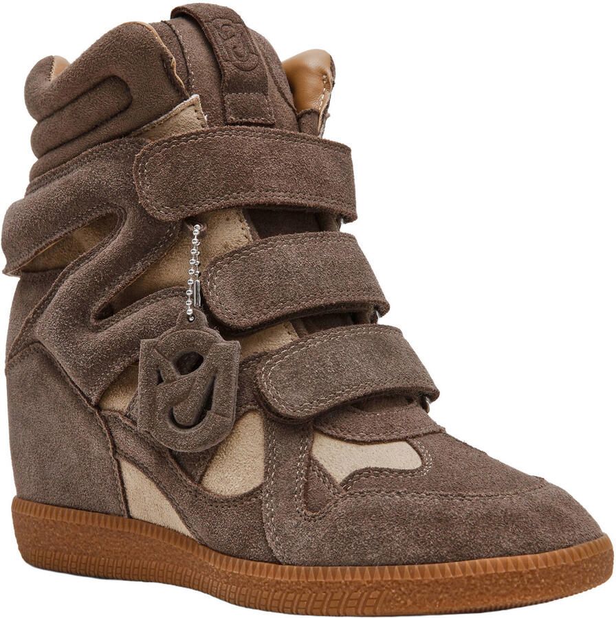 Steve Madden suède sneakers met sleehak taupe - Foto 2