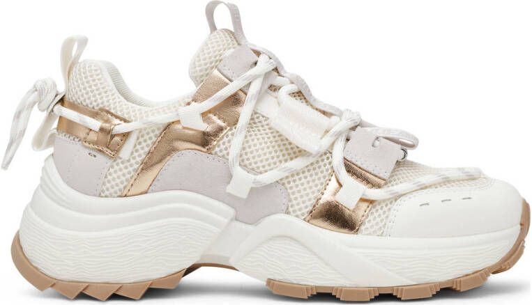 Steve Madden Tazmania chunky sneakers zilver goud cream