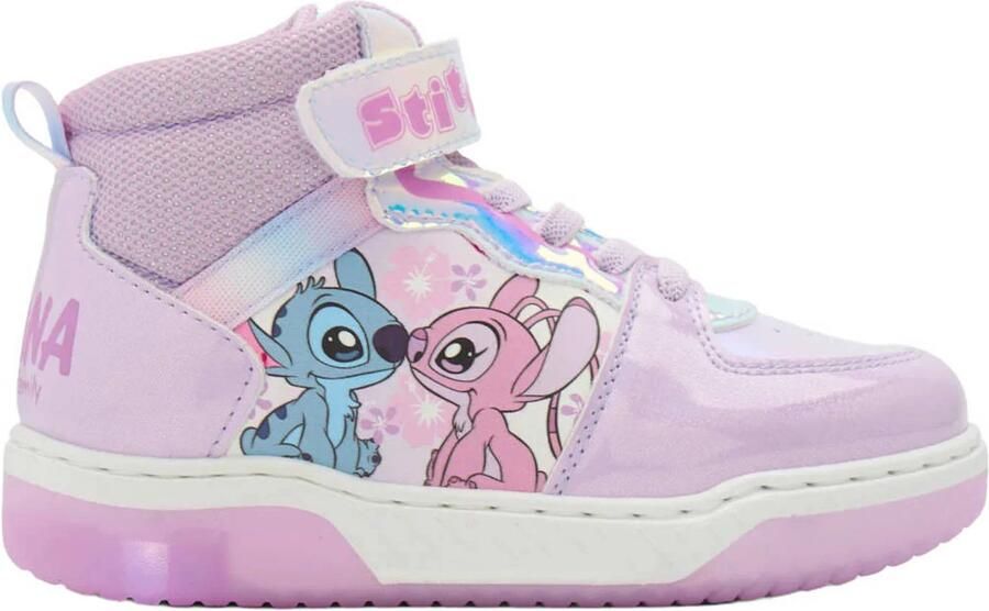 Stitch imitatieleren sneakers met lichtjes lila