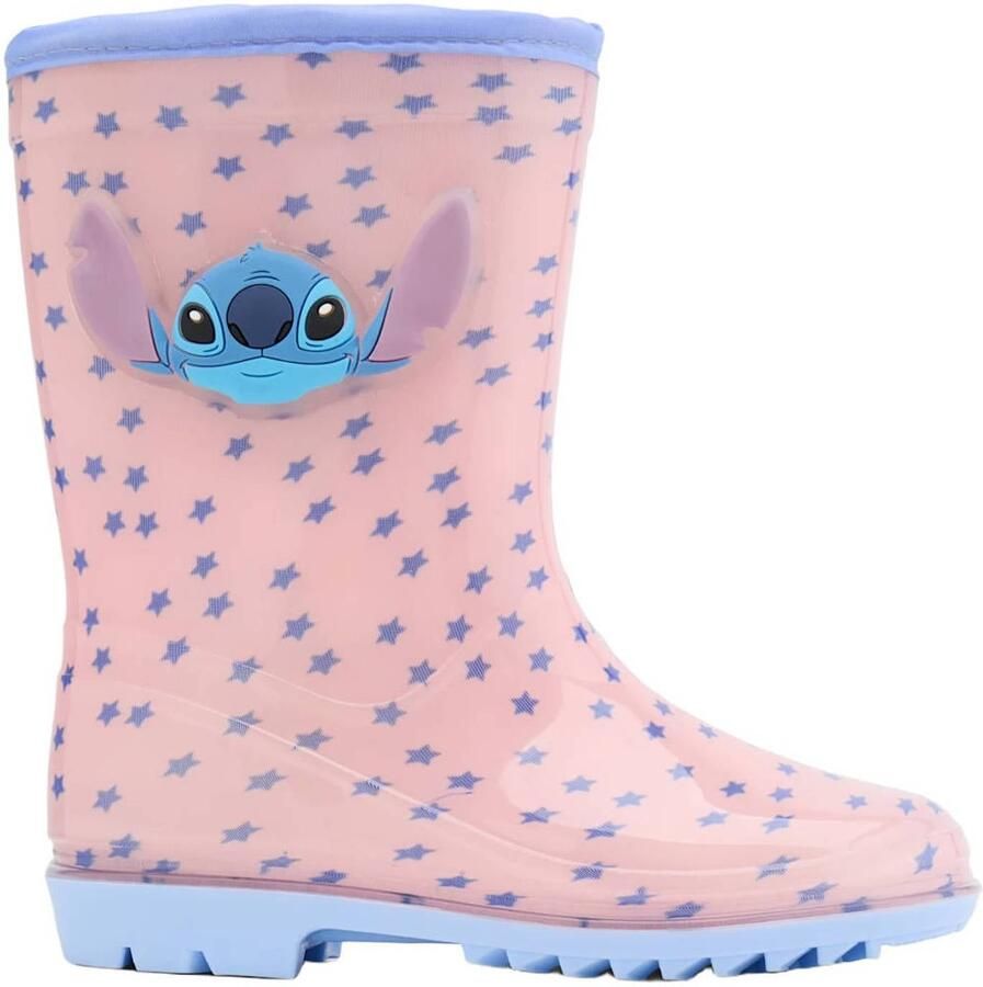 Stitch rubberen regenlaarzen met profielzool roze
