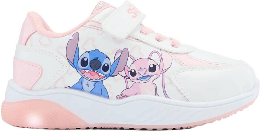 Stitch sneakers wit roze